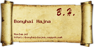 Bonyhai Hajna névjegykártya